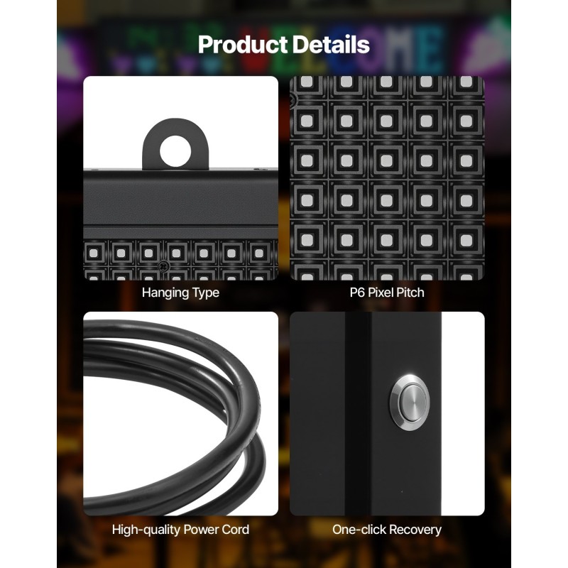 Ohjelmoitava täysivärinen LED-mainostaulu P6 alumiinirunko 990x412 mm