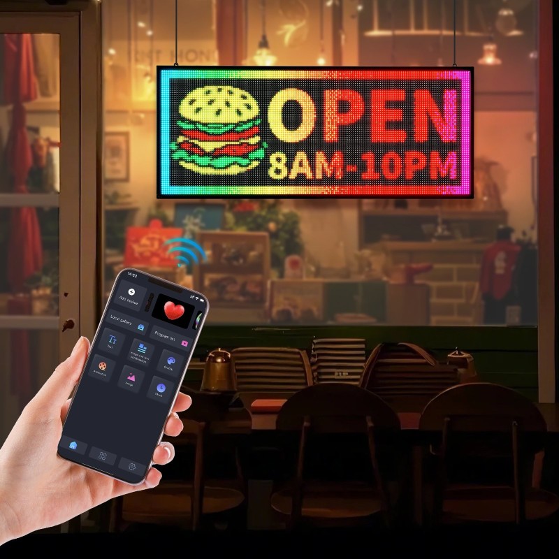 Ohjelmoitava täysivärinen LED-mainostaulu P6 alumiinirunko 990x412 mm