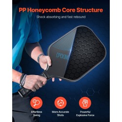 Pickleball-maila T700-hiilikuitupinta PP-hunajakennoinen ydin PU-kahva leveä lapa