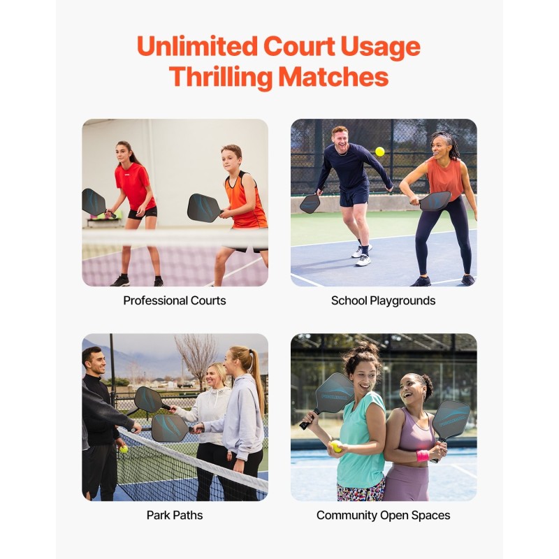 Pickleball-maila T700-hiilikuitupinta PP-hunajakennoinen ydin PU-kahva leveä lapa