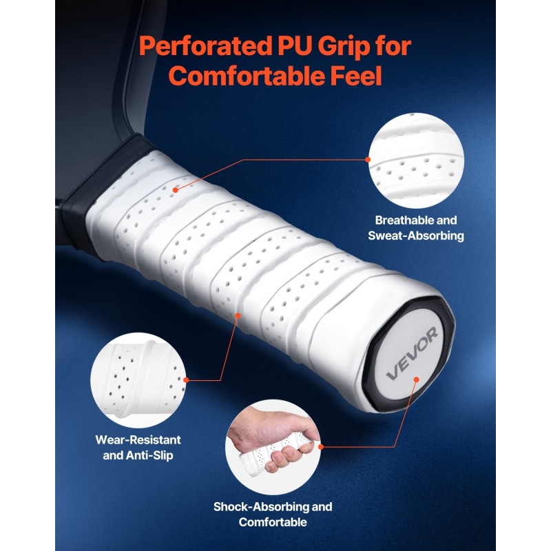 Pickleball-maila T700-hiilikuitupinnalla PP-hunajakennoytimellä PU-nahkakahvalla TPU-reunussuojalla sisä- ja ulkokentille