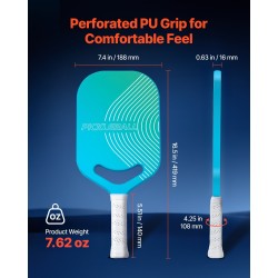 Pickleball-maila T700-hiilikuitupinnalla PP-kennorunko termomuovattu rakenne PU-grippi sisä- ja ulkokäyttöön