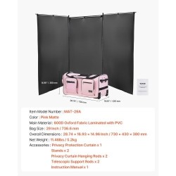Rullattava tanssikassi 600D kangas PU1000 vesitiivis 29 tuumaa vaateripustimella pyörillä USB-portilla vaaleanpunainen
