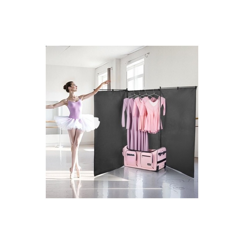 Rullattava tanssikassi 600D kangas PU1000 vesitiivis 29 tuumaa vaateripustimella pyörillä USB-portilla vaaleanpunainen