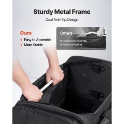 Tanssikassi 600D-kangas PU1000-vesitiivis 23 tuuman musta pyörillä korkeussäädettävällä vaatetelineellä