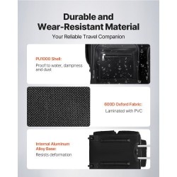 Tanssikassi 600D-kangas PU1000-vesitiivis 23 tuuman musta pyörillä korkeussäädettävällä vaatetelineellä