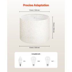 Pellavavarjostin rumpumallinen pellava PVC 330×330×250 mm E14 E26 E27