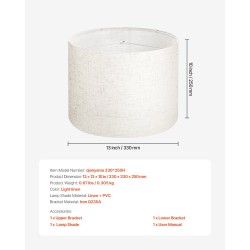 Pellavavarjostin rumpumallinen pellava PVC 330×330×250 mm E14 E26 E27