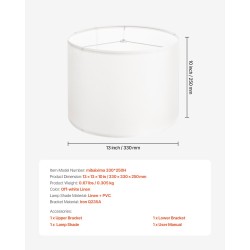 Lampunvarjostin pellavakankainen metallirunkoinen 330×330×250 mm luonnonvalkoinen pöytä-, lattia- ja riippuvalaisimiin sopiva