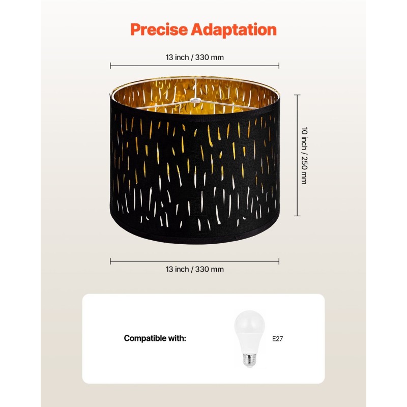 Lampunvarjostin TC-kangas PET rautarunko 330x330x250 mm 2 kpl E27-yhteensopiva