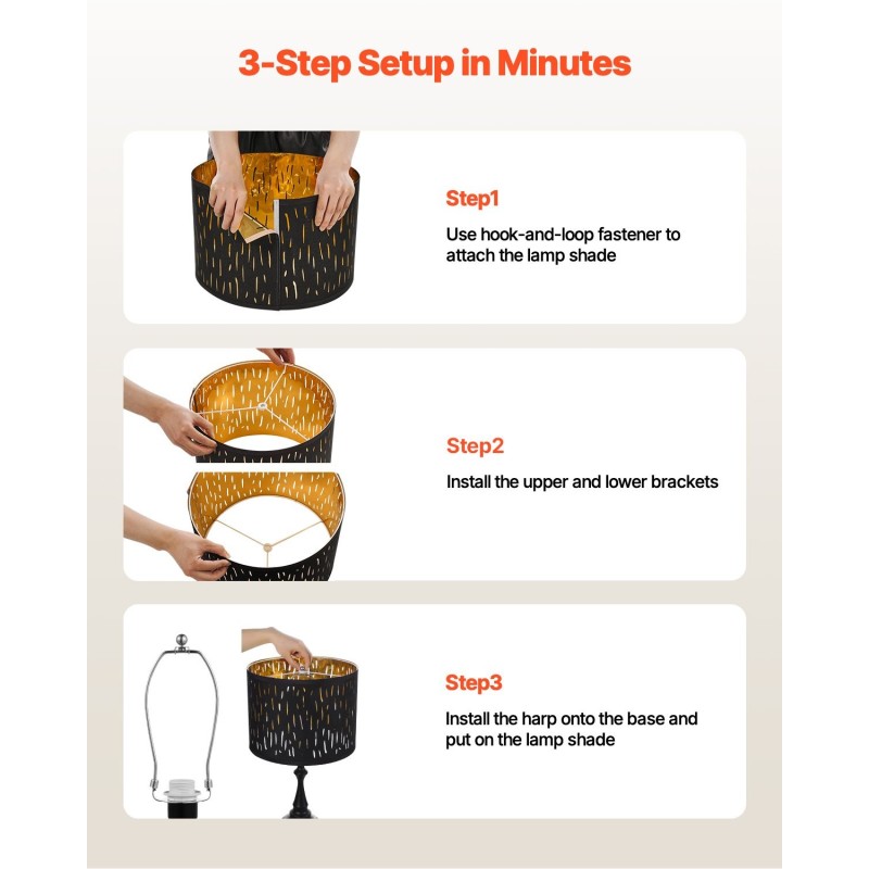 Lampunvarjostin TC-kangas PET rautarunko 330x330x250 mm 2 kpl E27-yhteensopiva