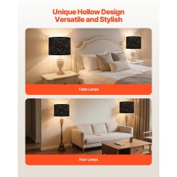 Lampunvarjostin TC-kangas PET rautarunko 330x330x250 mm 2 kpl E27-yhteensopiva