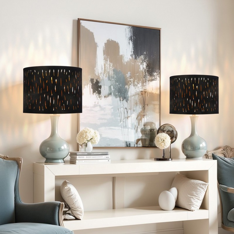 Lampunvarjostin TC-kangas PET rautarunko 330x330x250 mm 2 kpl E27-yhteensopiva