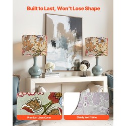 Lamppuvarjostin rumpumallinen pellava muovi teräsrunko 2 kpl 33x33x25 cm