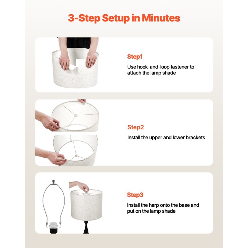 Rummunmuotoinen pellavavarjostin pellava 400x400x300 mm 2 kpl pöytä- ja jalkalamppuihin