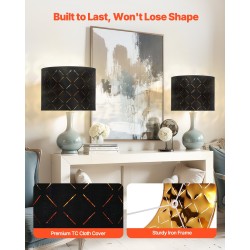 Rumpuvarjostin 2 kpl TC-kangas rautarunko musta ulkopinta kultainen sisäpinta E27-kanta