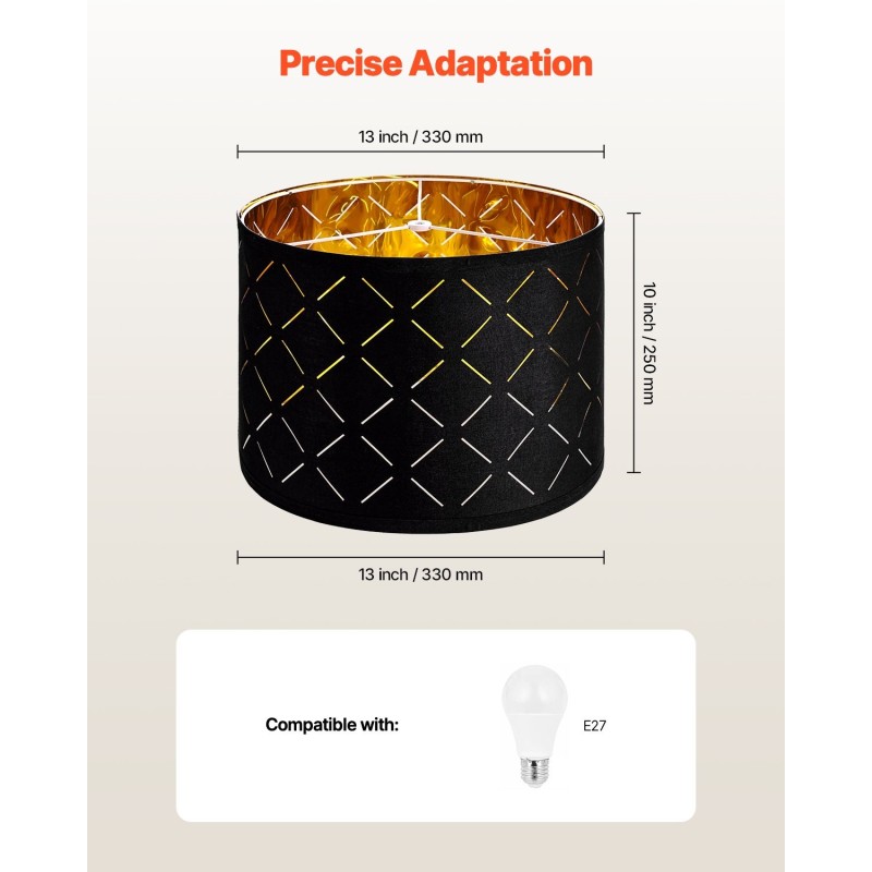 Rumpuvarjostin 2 kpl TC-kangas rautarunko musta ulkopinta kultainen sisäpinta E27-kanta