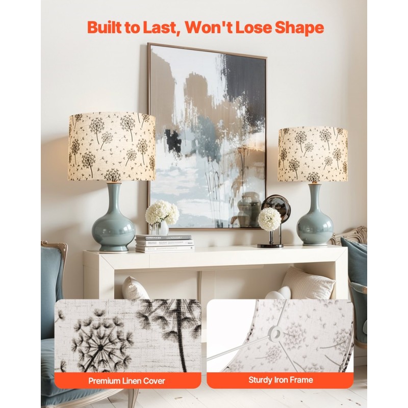 Lampunvarjostimet rumpumuotoiset pellavakankaiset rautarunko 330x330x250 mm 2 kpl