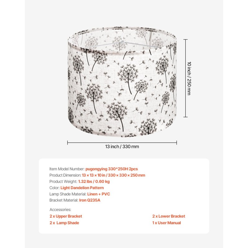 Lampunvarjostimet rumpumuotoiset pellavakankaiset rautarunko 330x330x250 mm 2 kpl