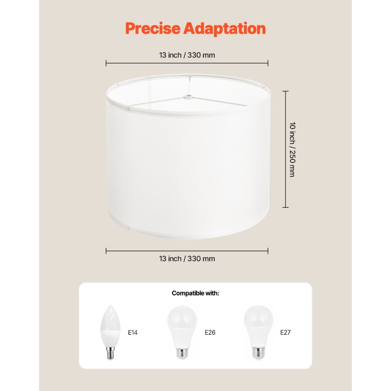 Rumpumallinen pellavavarjostin 2 kpl 330×330×250 mm teräsrunko muovinen sisäpinta yhteensopiva yleisiin lampunkantoihin