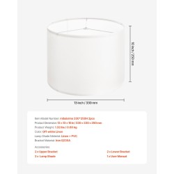 Rumpumallinen pellavavarjostin 2 kpl 330×330×250 mm teräsrunko muovinen sisäpinta yhteensopiva yleisiin lampunkantoihin