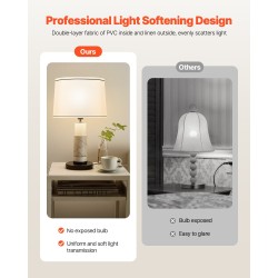 Pellavavarjostinsetti 2 kpl valkaistua pellavaa ja muovia mustareunaiset 290×320×245 mm