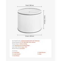 Pellavavarjostinsetti 2 kpl valkaistua pellavaa ja muovia mustareunaiset 290×320×245 mm