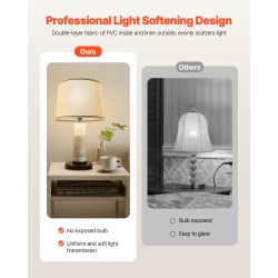 Pellavavarjostin 2 kpl 290×320×245 mm vaalea pellava musta reunus E27-sopiva