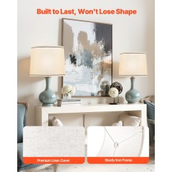 Pellavavarjostin 2 kpl 290×320×245 mm vaalea pellava musta reunus E27-sopiva