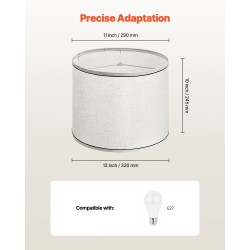 Pellavavarjostin 2 kpl 290×320×245 mm vaalea pellava musta reunus E27-sopiva