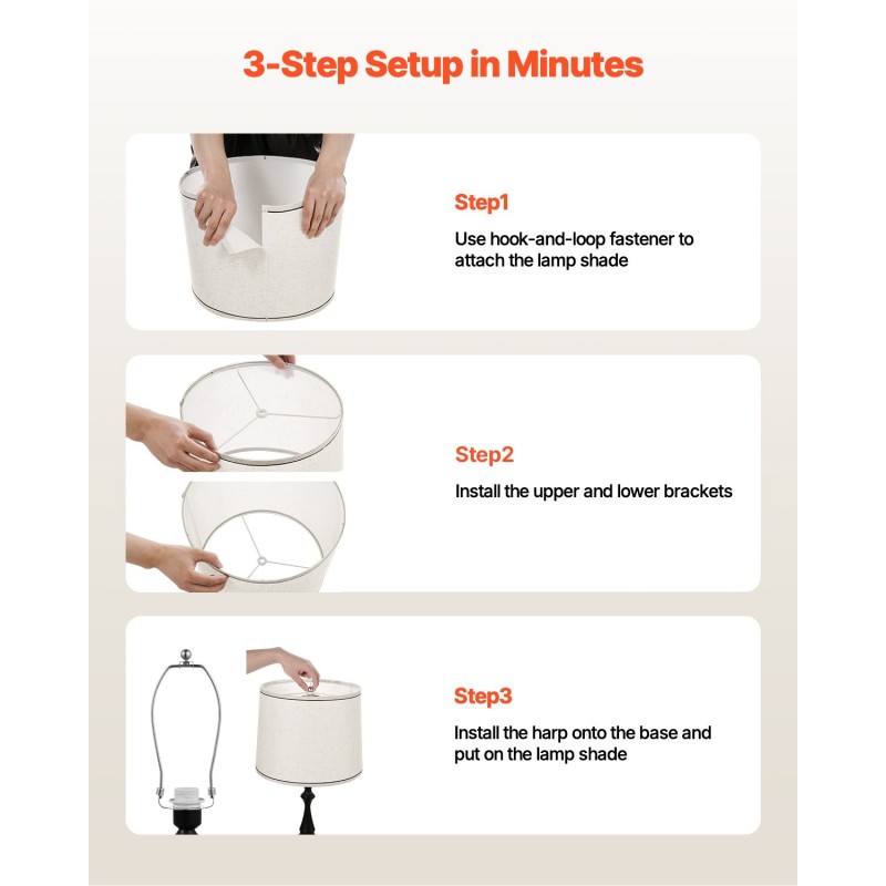 Pellavavarjostin 2 kpl 290×320×245 mm vaalea pellava musta reunus E27-sopiva