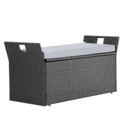 Ulkosäilytyspenkki muovirottinki seosteräsrunko 104 x 45 x 52 cm kahdelle