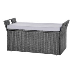 Ulkosäilytyspenkki muovirottinki seosteräsrunko 104 x 45 x 52 cm kahdelle