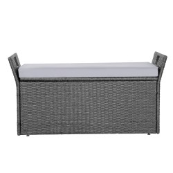 Ulkosäilytyspenkki muovirottinki seosteräsrunko 104 x 45 x 52 cm kahdelle