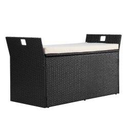 Ulkosäilytyspenkki PE rottinki Q235 seosteräs 340 l kahdelle vaaleanharmaa