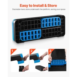 Aerobic-step-lauta 28-tuuman PP-muovinen säädettävä korkeus 4/6/8 tuumaa sininen 250 kg kantavuus