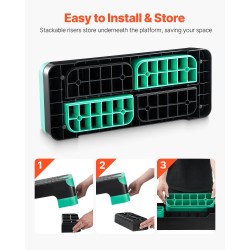 Askelalusta PP-muovi säädettävä korkeus 4, 6 ja 8 tuumaa vihreä