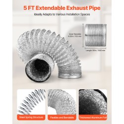 Kuivausrummun poistoputkisarja PP-vesisäiliö alumiinikanava 1500 mm 101,6 mm sisäkäyttöön