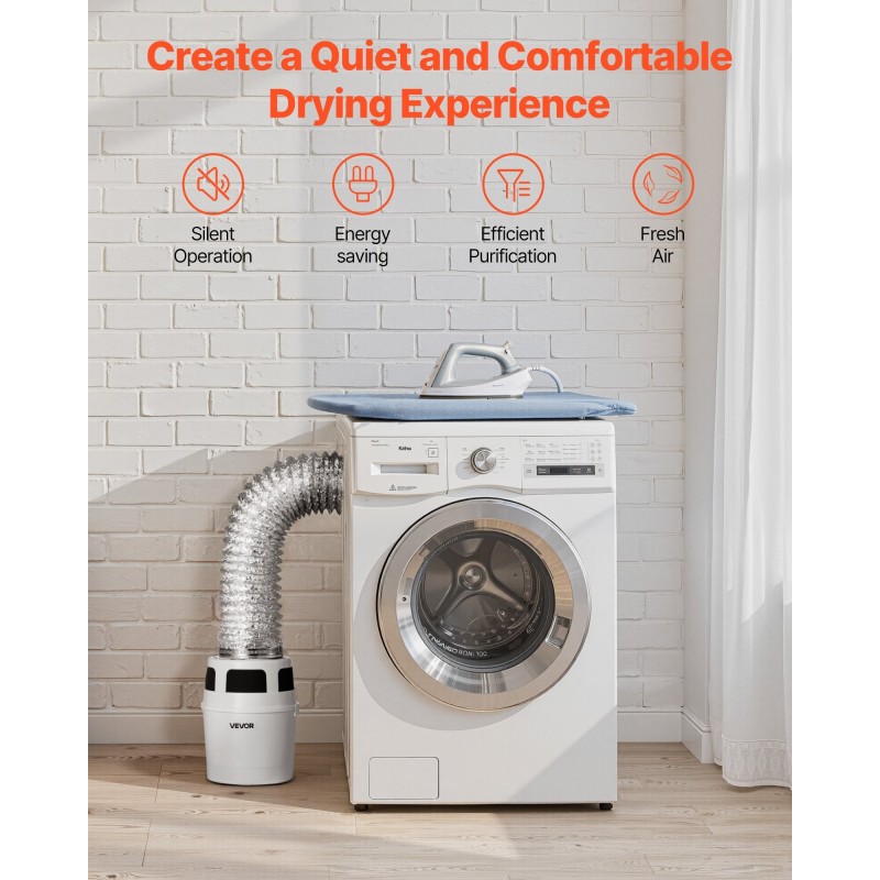 Kuivausrummun poistoputkisarja PP-vesisäiliö alumiinikanava 1500 mm 101,6 mm sisäkäyttöön