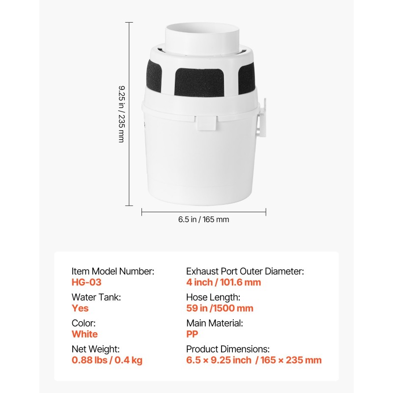 Kuivausrummun poistoputkisarja PP-vesisäiliö alumiinikanava 1500 mm 101,6 mm sisäkäyttöön
