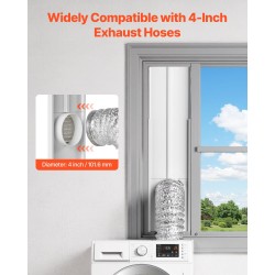 Kuivausrummun 4 tuuman poistoputken ikkunasarja liukuikkunoihin PVC ja PP säädettävä 430–1549 mm