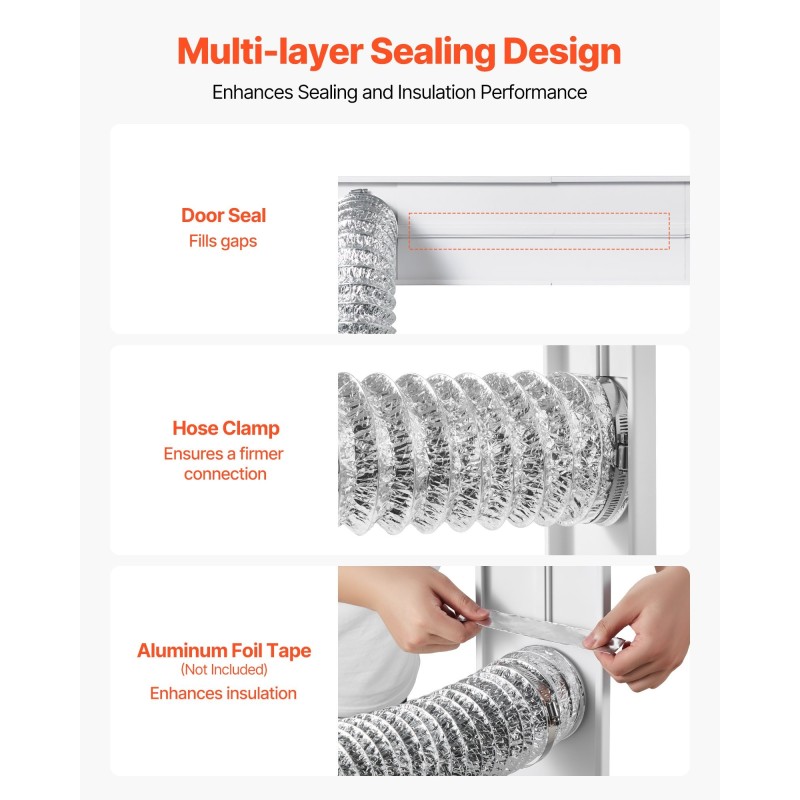 Kuivausrummun 4 tuuman poistoputken ikkunasarja liukuikkunoihin PVC ja PP säädettävä 430–1549 mm