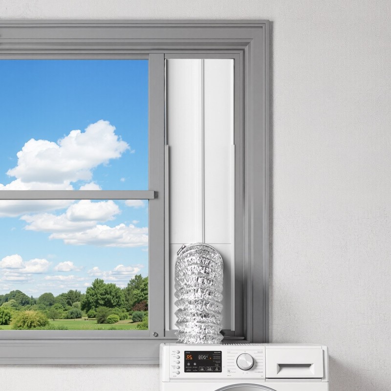 Kuivausrummun 4 tuuman poistoputken ikkunasarja liukuikkunoihin PVC ja PP säädettävä 430–1549 mm