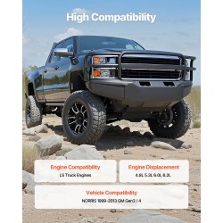 9-osainen nokka-akseli ja työntötankosarja harmaasta valuraudasta 1999–2013 GM Gen3/4 lava-autoihin LS 4.8–6.2L