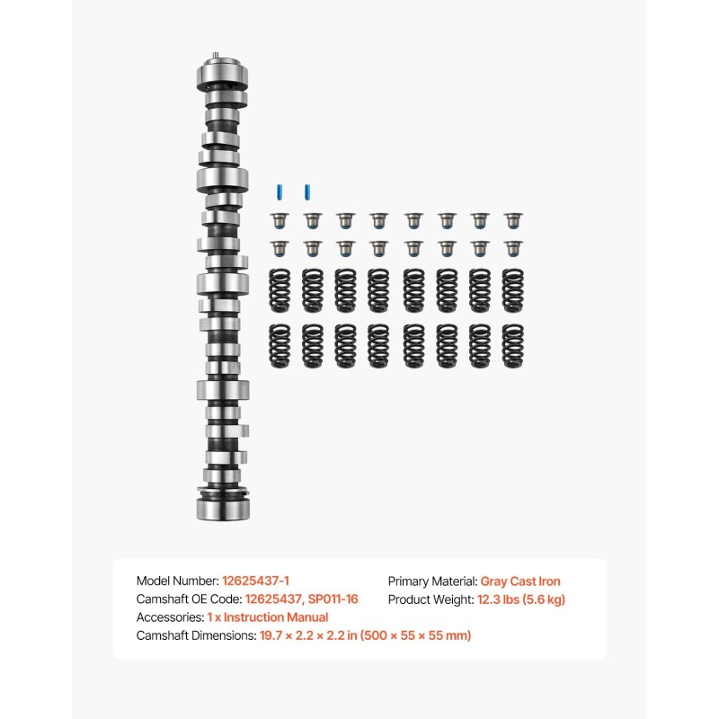 Nokka-akselisarja harmaasta valuraudasta lava-autoihin 4.8–6.2 l sisältää jouset ja tiivisteet