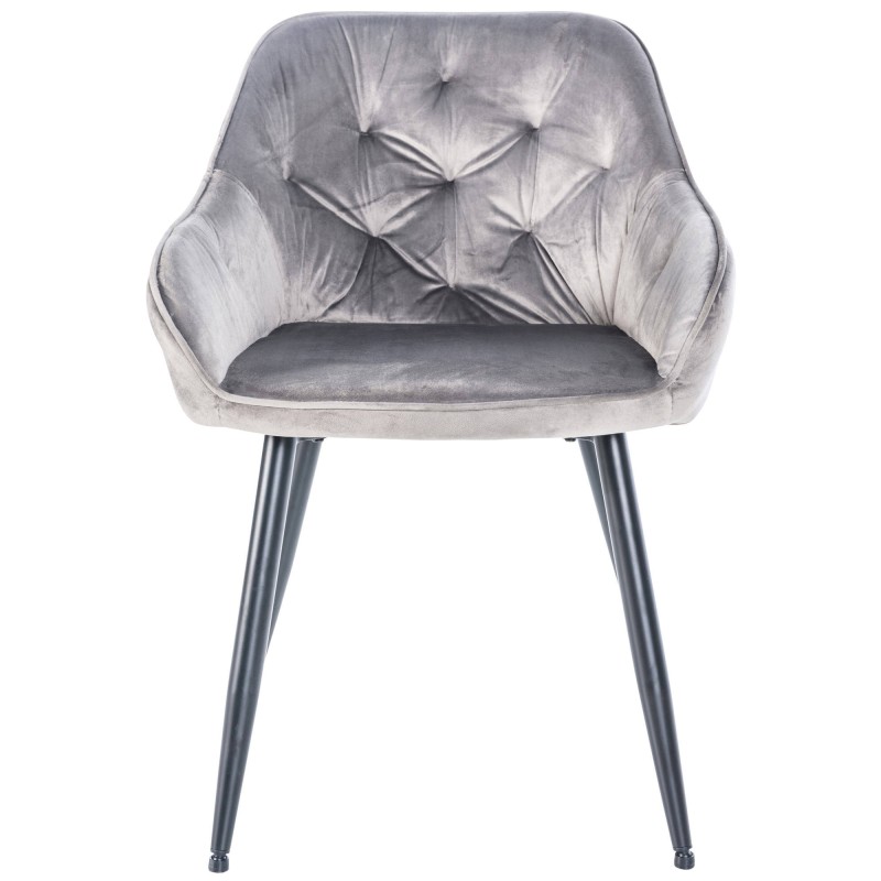Mukava ja moderni samettinen vierailutuoli metallirungolla