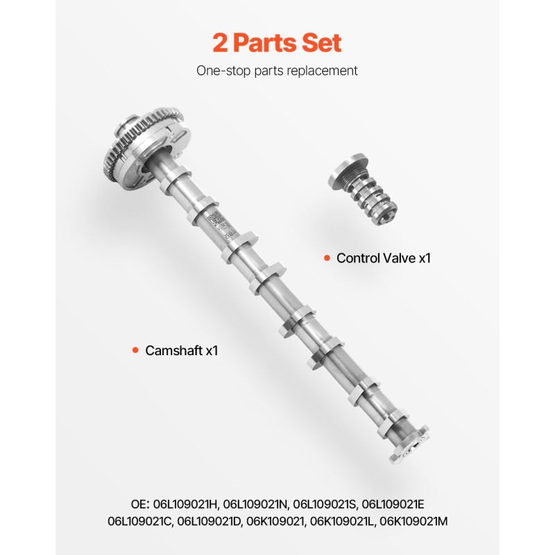 Nokka-akseli- ja säätöventtiilisarja harmaa valurauta Audi ja Volkswagen 1.8T/2.0T