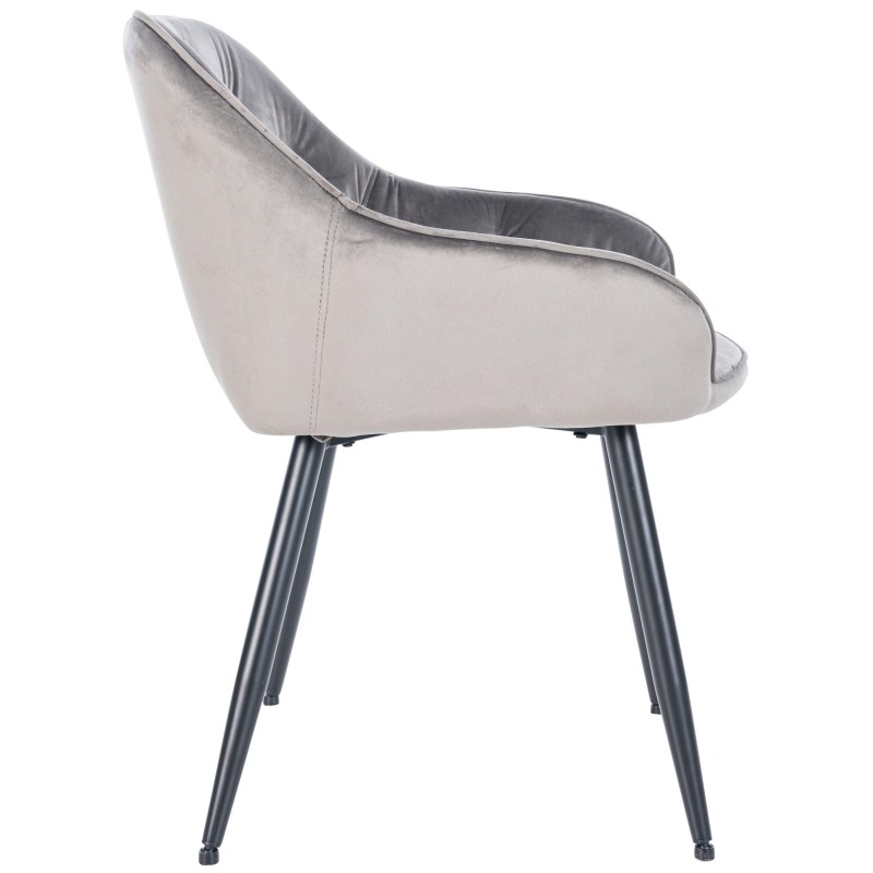 Mukava ja moderni samettinen vierailutuoli metallirungolla