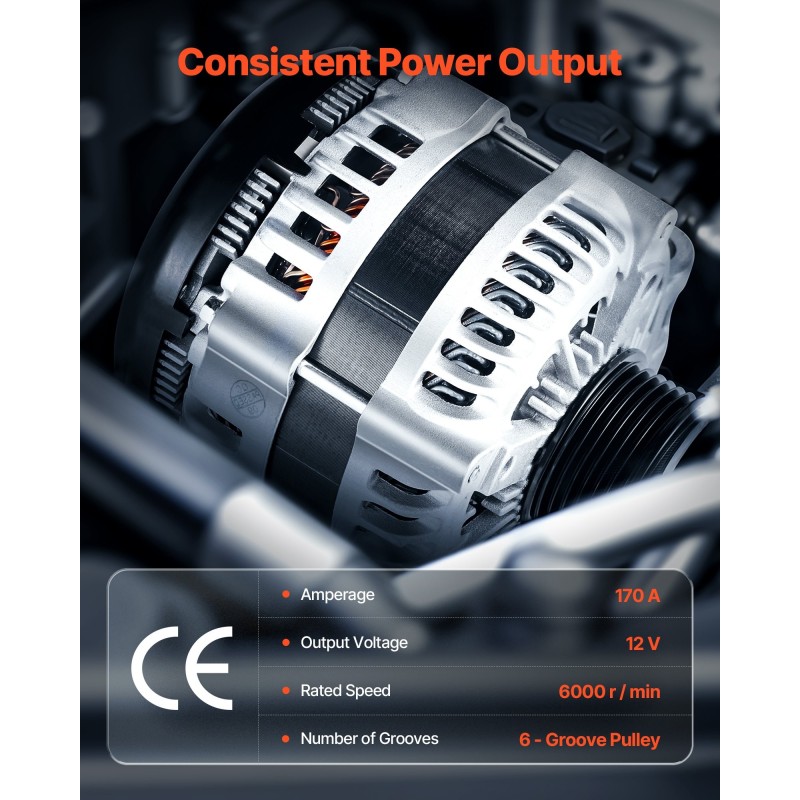 Auton laturi 170A alumiinirunko puhdas kuparikela useisiin automalleihin