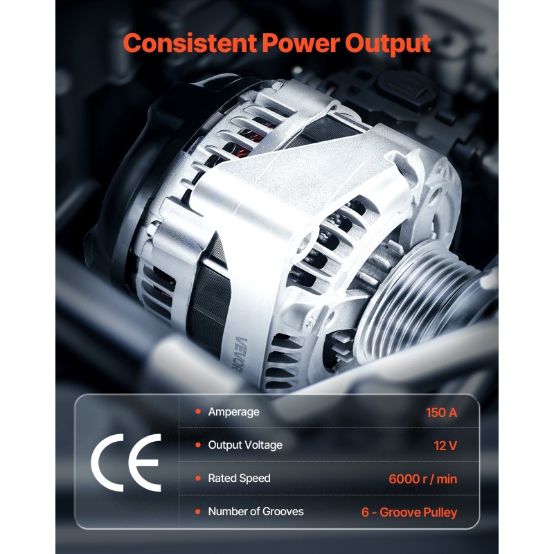 Auton laturi 150 A puhdas kuparikela alumiinirunko suora vaihtolaite